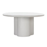 Elika 59" Faux Plaster Indoor / Outdoor Round Dining Table - White