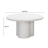 Elika 59" Faux Plaster Indoor / Outdoor Round Dining Table - White