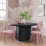 Elika 59" Faux Plaster Indoor / Outdoor Round Dining Table - Black