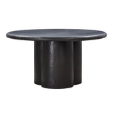 Elika 59" Faux Plaster Indoor / Outdoor Round Dining Table - Black