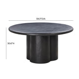 Elika 59" Faux Plaster Indoor / Outdoor Round Dining Table - Black