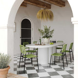 Elika 80" Faux Plaster Indoor / Outdoor Oval Dining Table - White