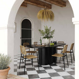 Elika 80" Faux Plaster Indoor / Outdoor Oval Dining Table - Black