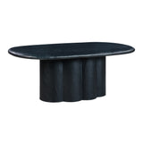 Elika 80" Faux Plaster Indoor / Outdoor Oval Dining Table - Black