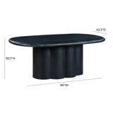 Elika 80" Faux Plaster Indoor / Outdoor Oval Dining Table - Black