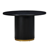 Chelsea 47" Oak Wood Round Dining Table - Black