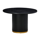 Chelsea 47" Oak Wood Round Dining Table - Black