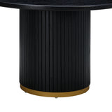 Chelsea 47" Oak Wood Round Dining Table - Black