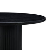 Chelsea 47" Oak Wood Round Dining Table - Black