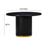 Chelsea 47" Oak Wood Round Dining Table - Black