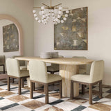 Brut 86" Concrete Patterned Indoor/Outdoor Oval Dining Table - Travertine