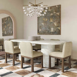 Brut 86" Concrete Patterned Indoor/Outdoor Oval Dining Table - White