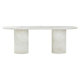 Brut 86" Concrete Patterned Indoor/Outdoor Oval Dining Table - White