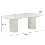 Brut 86" Concrete Patterned Indoor/Outdoor Oval Dining Table - White