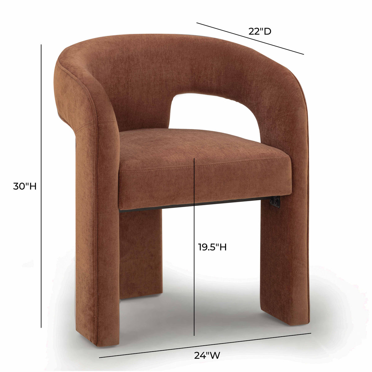 Malone Performance Chenille Dining Chair - Rust
