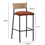 Celine Boucle Bar And Counter Stool - Maroon / Bar Height