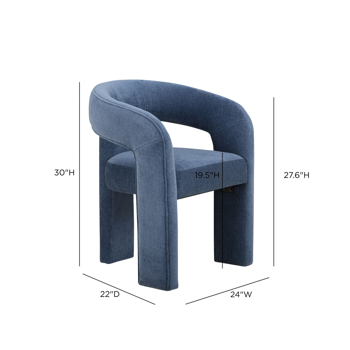 Malone Performance Chenille Dining Chair - Blue Denim