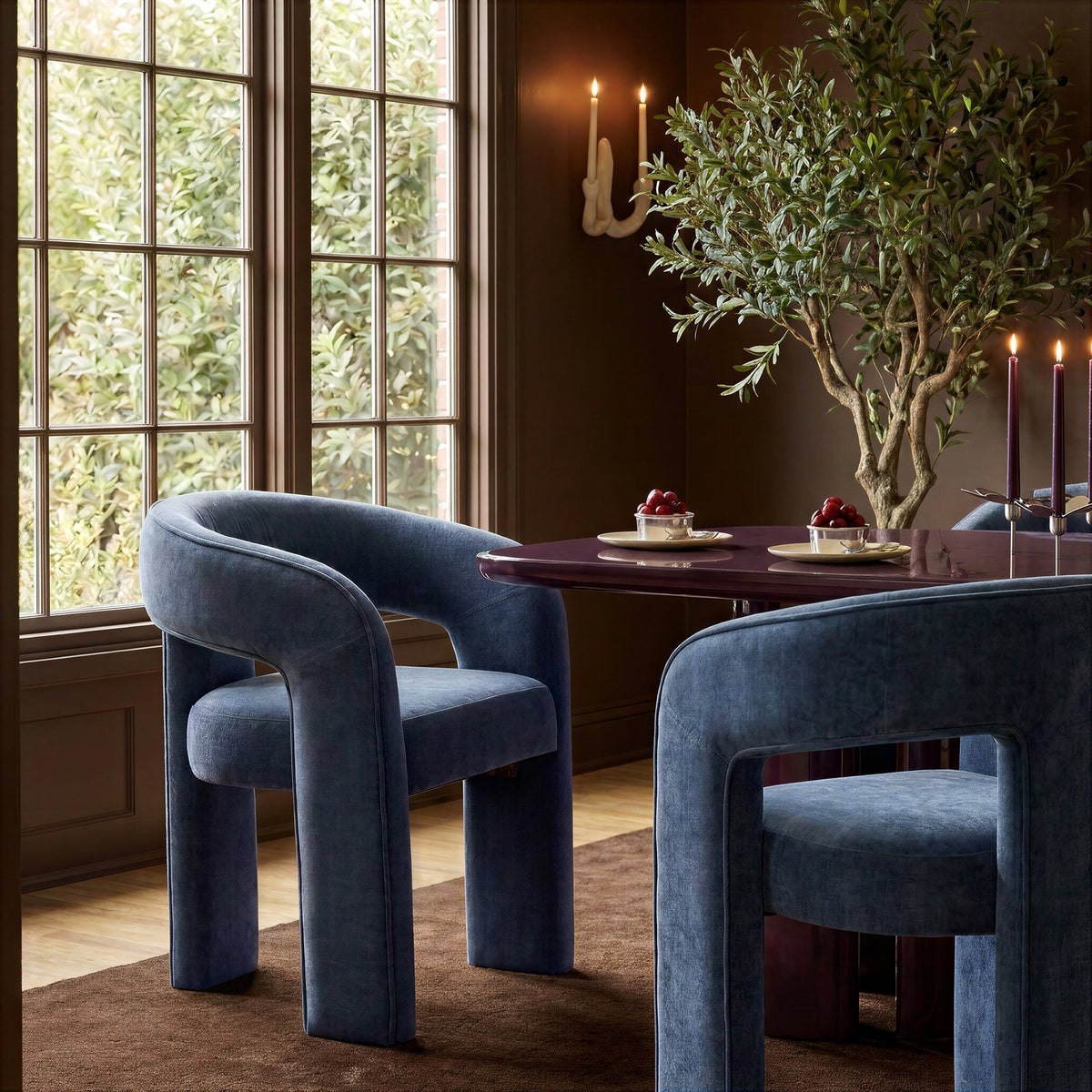 Malone Performance Chenille Dining Chair - Blue Denim