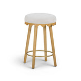 Oodle Performance Vegan Mohair Bar and Counter Stool - Cream / Natural Ash / Counter Height