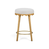 Oodle Performance Vegan Mohair Bar and Counter Stool - Cream / Natural Ash / Counter Height