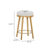 Oodle Performance Vegan Mohair Bar and Counter Stool - Cream / Natural Ash / Counter Height