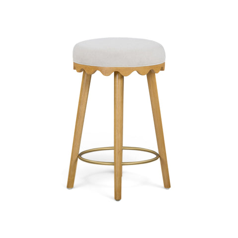 Oodle Performance Vegan Mohair Bar and Counter Stool - Cream / Natural Ash / Counter Height