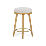 Oodle Performance Vegan Mohair Bar and Counter Stool - Cream / Natural Ash / Counter Height
