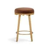 Oodle Performance Vegan Mohair Bar and Counter Stool - Bronze / Natural Ash / Counter Height