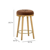 Oodle Performance Vegan Mohair Bar and Counter Stool - Bronze / Natural Ash / Counter Height