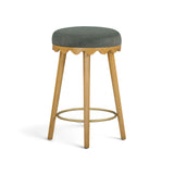 Oodle Performance Vegan Mohair Bar and Counter Stool - Green / Natural Ash / Counter Height