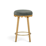 Oodle Performance Vegan Mohair Bar and Counter Stool - Green / Natural Ash / Counter Height