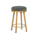 Oodle Performance Vegan Mohair Bar and Counter Stool - Green / Natural Ash / Counter Height