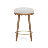 Oodle Performance Vegan Mohair Bar and Counter Stool - Cream / Light Walnut / Counter Height