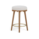 Oodle Performance Vegan Mohair Bar and Counter Stool - Cream / Light Walnut / Counter Height