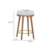 Oodle Performance Vegan Mohair Bar and Counter Stool - Cream / Light Walnut / Counter Height