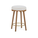 Oodle Performance Vegan Mohair Bar and Counter Stool - Cream / Light Walnut / Counter Height