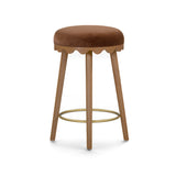 Oodle Performance Vegan Mohair Bar and Counter Stool - Bronze / Light Walnut / Counter Height
