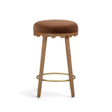 Oodle Performance Vegan Mohair Bar and Counter Stool - Bronze / Light Walnut / Counter Height