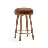 Oodle Performance Vegan Mohair Bar and Counter Stool - Bronze / Light Walnut / Counter Height