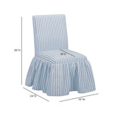 Gertrude Striped Performance Linen Skirted Dining Chair - Blue
