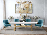 Beatrix Performance Velvet Dining Chair - Sea Blue