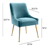 Beatrix Performance Velvet Dining Chair - Sea Blue
