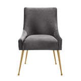 Beatrix Pleated Performance Velvet Dining Chair - Grey