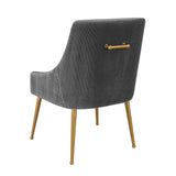 Beatrix Pleated Performance Velvet Dining Chair - Grey