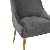Beatrix Pleated Performance Velvet Dining Chair - Grey
