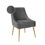 Beatrix Pleated Performance Velvet Dining Chair - Grey