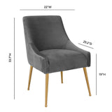 Beatrix Pleated Performance Velvet Dining Chair - Grey
