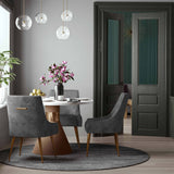 Beatrix Pleated Performance Velvet Dining Chair - Grey
