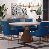 Beatrix Pleated Performance Velvet Dining Chair - Navy
