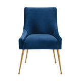 Beatrix Pleated Performance Velvet Dining Chair - Navy